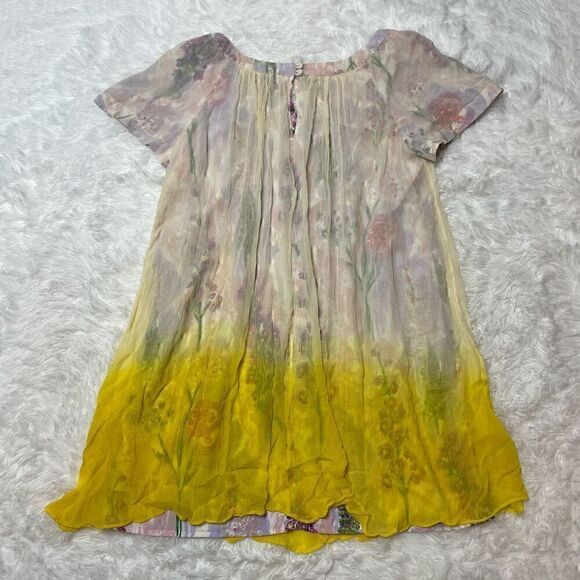 HD in Paris Anthropologie Floral Yellow Ombre Dress Size 12 Summer - Picture 10 of 11